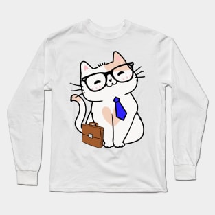 Funny cat is on the way to work Long Sleeve T-Shirt